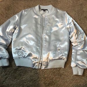 Light Blue Satin BomberJacket